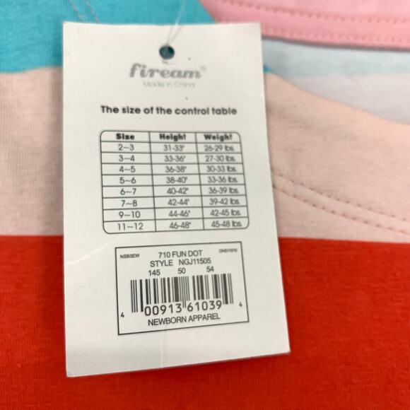 Fiream Mini Dress Long Sleeve Multicolor Striped Girls Size 4T NEW - Picture 5 of 6
